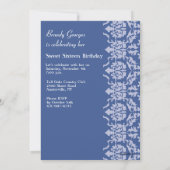 ダマスク織は写真の青の招待状を見通します 招待状 (裏面)