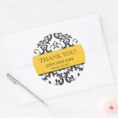 ダマスク織は結婚式用シールの好意の黄色感謝していしています ラウンドシール (封筒)