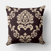 ダマスク織パターンブラウンおよびベージュ色 クッション (裏面)