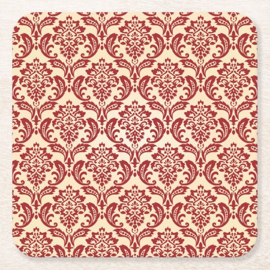 ダマスク織パターン壁紙 スクエアペーパーコースター (正面)