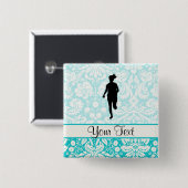 ダマスク織パターン; 女の子のランニング 缶バッジ (正面&裏面)