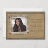 ダマスク織フレーム、スクラップのスタイルの卒業の写真カード 招待状 (正面)