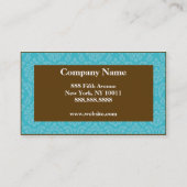 ダマスク織ブラウンおよび青くエレガントな名刺 名刺 (裏面)