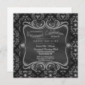 ダマスク織及び黒板の退職のパーティの招待状 招待状 (正面/裏面)