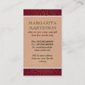 ダマスク織愛ハートのモノグラムの赤い名刺 名刺 (裏面)