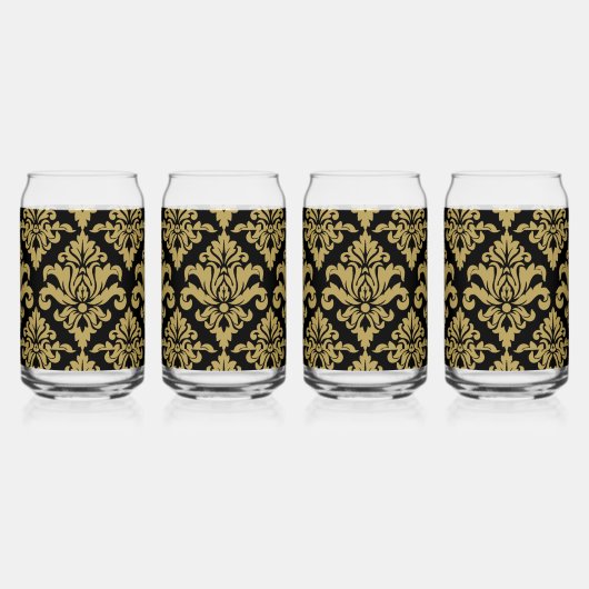 ダマスク織物装飾プリント ガラス缶 (正面)