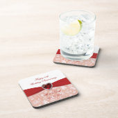 ダマスク織第40の結婚記念日のデザイン コースター (右側)