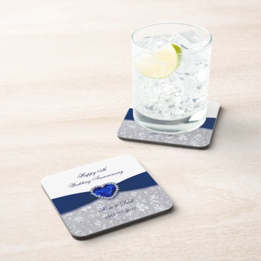 ダマスク織第45の結婚記念日のコースター コースター (右側)