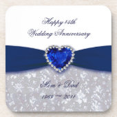 ダマスク織第45の結婚記念日のコースター コースター (正面)