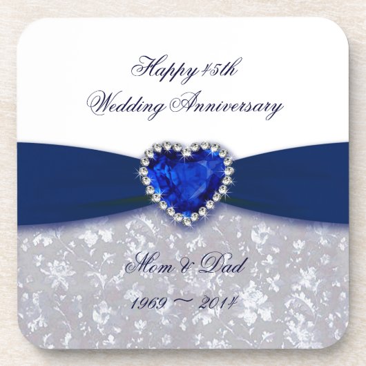 ダマスク織第45の結婚記念日のコースター コースター (正面)