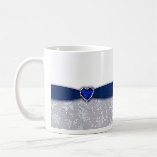 ダマスク織第45の結婚記念日のマグ コーヒーマグカップ (左)