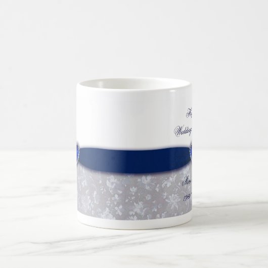 ダマスク織第45の結婚記念日のマグ コーヒーマグカップ (中央)