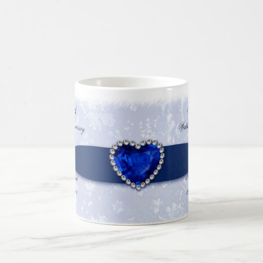 ダマスク織第45の結婚記念日のマグ コーヒーマグカップ (中央)