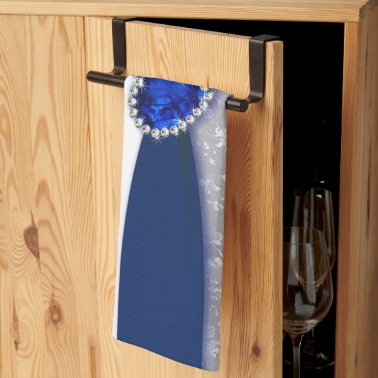 ダマスク織第45の結婚記念日の台所タオル キッチンタオル (三つ折り)