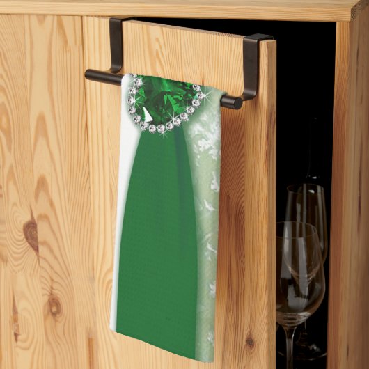 ダマスク織第55の結婚記念日 キッチンタオル (三つ折り)