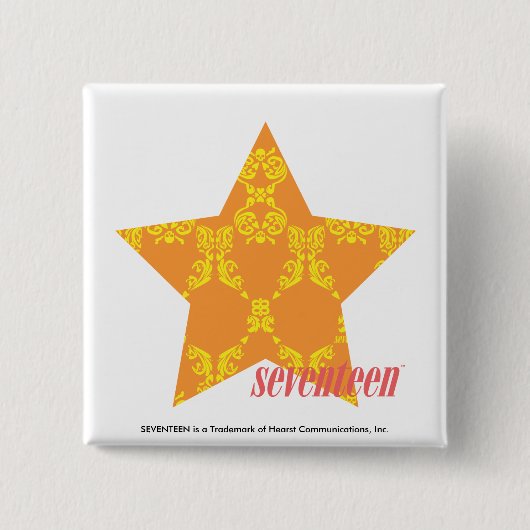 ダマスク織黄橙色の3 缶バッジ (正面)