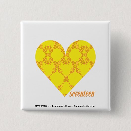 ダマスク織黄橙色の4 缶バッジ (正面)