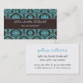 ダマスク織; 茶色がかった鋼色 名刺 (正面/裏面)