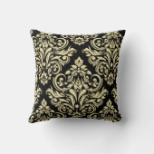 ダマスク織-黒いアイボリー クッション (裏面)