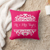 ダマスク署名DIY背景色を選択 クッション (ブランケット)