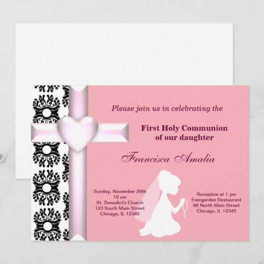 ダマスク聖餐式 招待状 (正面/裏面)