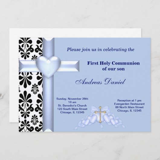 ダマスク聖餐式 招待状 (正面/裏面)