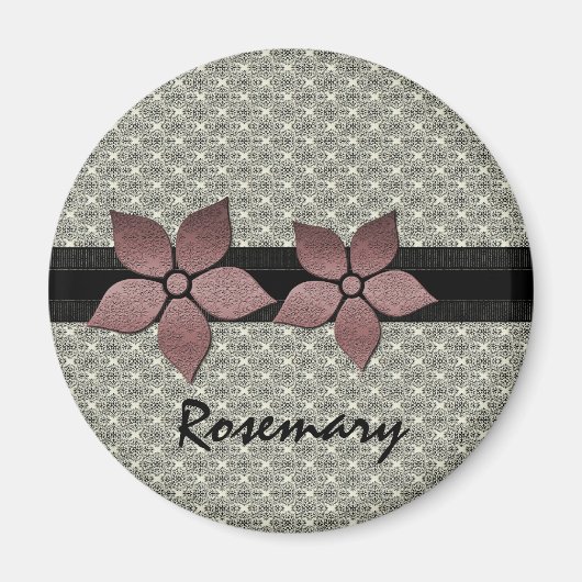 ダマスク花ストライプの縁ど磁石 マグネット (正面)