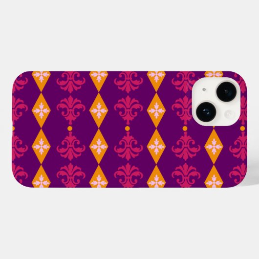 ダマスク華美ダイヤモンドストライプ Case-Mate iPhoneケース (裏面 (横))