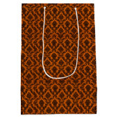 ダマスク華美ヴィンテージパターンオレンジハロウィーン ミディアムペーパーバッグ (裏面)