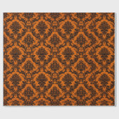 ダマスク華美ヴィンテージパターンオレンジハロウィーン ラッピングペーパー (フラット)