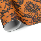 ダマスク華美ヴィンテージパターンオレンジハロウィーン ラッピングペーパー (ロールコーナー)