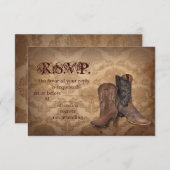 ダマスク西カウボーイウェディングRSVP応答 出欠カード (正面/裏面)
