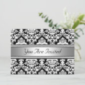 ダマスク誕生日パーティーの招待 招待状 (スタンド正面)