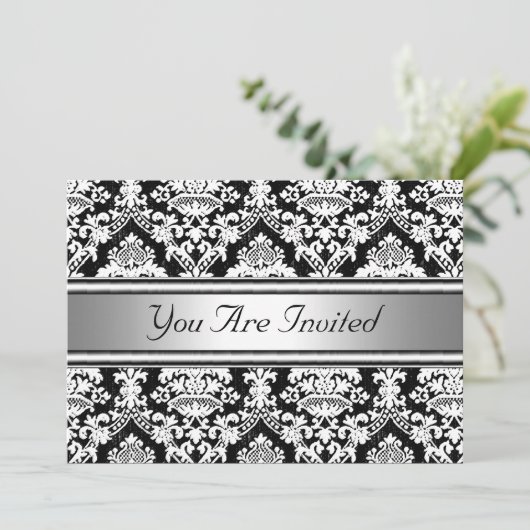 ダマスク誕生日パーティーの招待 招待状 (スタンド正面)