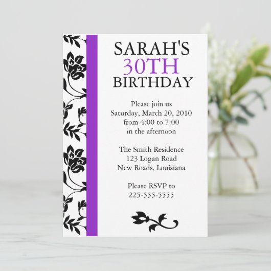 ダマスク誕生日 招待状 (スタンド正面)