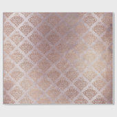 ダマスク赤面ピンクローズ金ゴールドフォキシアーパウ王室のダー ラッピングペーパー (フラット)