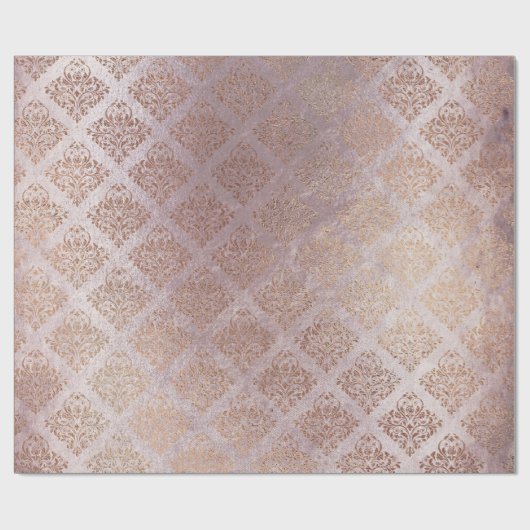 ダマスク赤面ピンクローズ金ゴールドフォキシアーパウ王室のダー ラッピングペーパー (フラット)