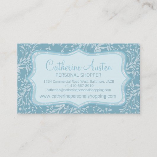 ダマスク野草毎日の青い名刺 名刺 (正面)