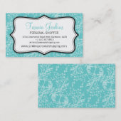 ダマスク野草毎日ティール(緑がかった色)名刺 名刺 (正面/裏面)