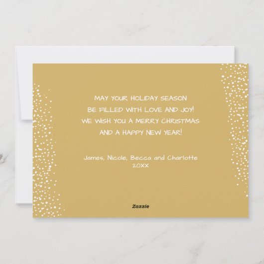 ダマスク金ゴールドと白いクリスマスフォト シーズンカード (裏面)