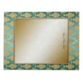 ダマスク金ゴールドオンティール（緑がかった色）グ縁どリーン ノートパッド (正面)