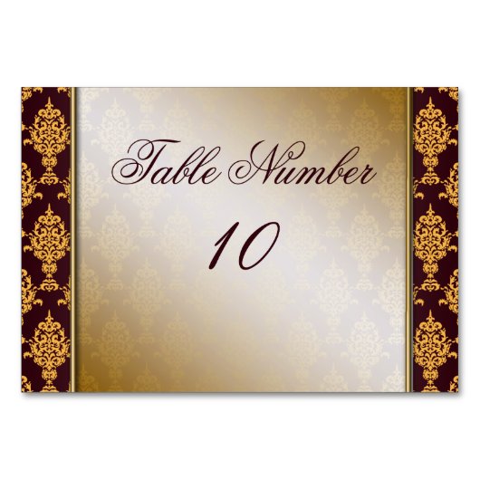 ダマスク金ゴールドオンブルガン縁どディ テーブルナンバー (正面)