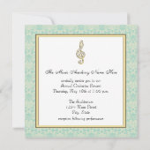 ダマスク金ゴールドトレブルクレフ、 音符記号音楽リサイタル招待状 招待状 (裏面)