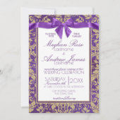 ダマスク金ゴールド王室のとパープル招待状結婚ズ 招待状 (正面)