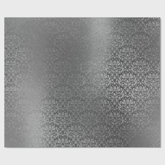 ダマスク金王室の属銀グレーグラファイト ラッピングペーパー (フラット)