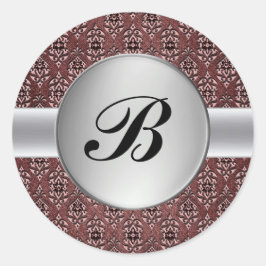 ダマスク銀モノグラムラベル封筒用シールシール ラウンドシール