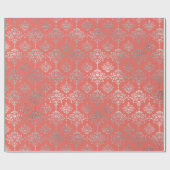 ダマスク銀王室の金属サンゴコテージ ラッピングペーパー (フラット)