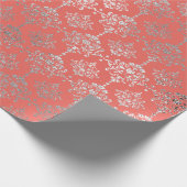 ダマスク銀王室の金属サンゴコテージ ラッピングペーパー (角)