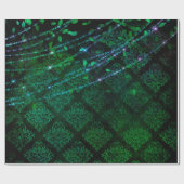 ダマスク離れ、緑のライト ラッピングペーパー (フラット)