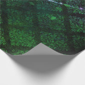 ダマスク離れ、緑のライト ラッピングペーパー (角)